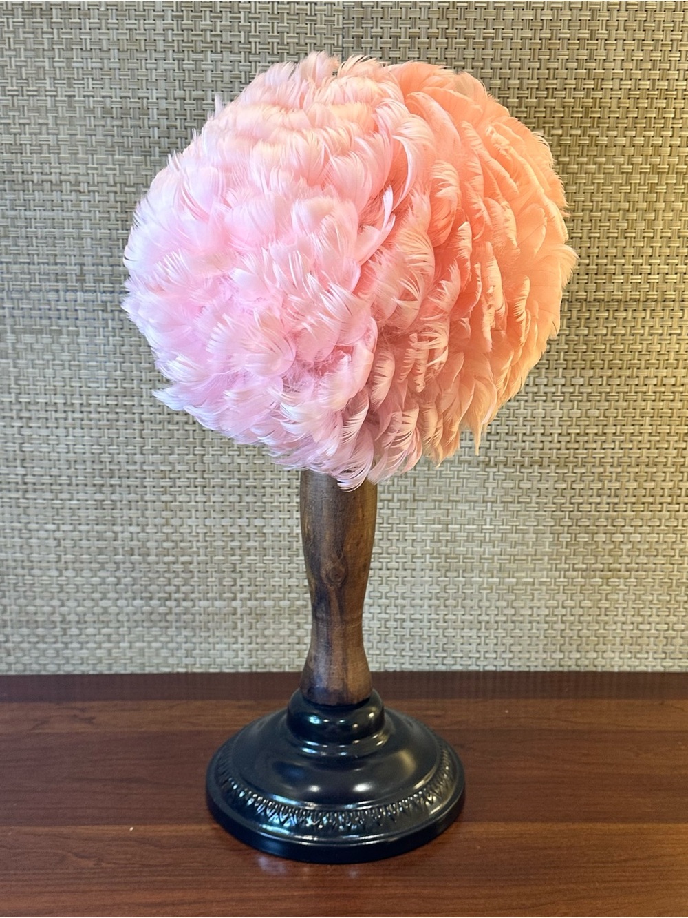 VTG 1950s-60s Rare Pink Marabou Feather Bubble Wig Hat Made in Yugoslavia - Picture 6 of 10